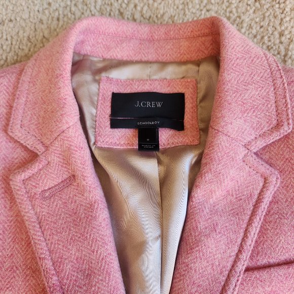 100% wool pink herringbone Schoolboy blazer - Picture 3 of 16